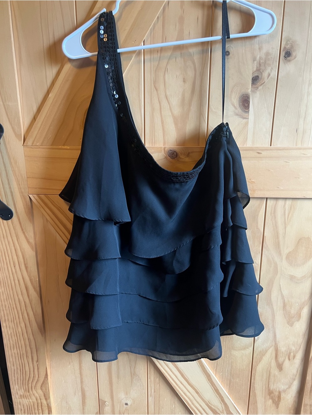 Lane Bryant Black Off The Shoulder Ruffled Layered Evening Top Size 22 Party EUC